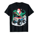 Santa Riding T Rex Dinosaur Monster Truck Boy Christmas T-Shirt