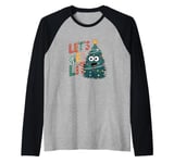 Let's Lit Funny Cute Green Christmas Tree Lights Raglan Baseball Tee