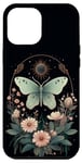 Coque pour iPhone 15 Pro Max Esthétique Sorcière Luna Moth Fleur Floral Papillon Lune