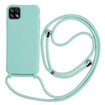 Keteen Collier pour Samsung Galaxy A22 5G Coque Silicone Liquide Bumper Housse Galaxy A22 5G Lanière avec Cordon Réglable Longueur Chaîne Lanyard Case Housse Étui pour Samsung Galaxy A22 5G-Vert clair