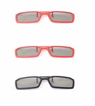 3 Pairs of Clip On 3D Glasses Red Black Polorised For LG Tv Cinema RealD