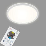 Briloner - Plafonnier LED à intensité variable avec rétroéclairage, Télécommande 18 W 2400 lm Blanc 293 x 28 mm (D x H)