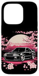 Coque pour iPhone 14 Pro Retro JDM Voiture de course japonaise Drift Tuning Car Sakura Blossom