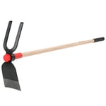 Bellota HOE228AW1000AP - Houe forgée avec système anti-rotation - Tête à double usage - Houe et fourche avec manche en bois - Outil de jardin, verger et serre