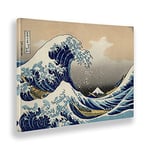 Giallobus - Cadre - Hokusai - La grande vague de Kanagawa - Toile - 70x50 - Prêt à accrocher - Peintures modernes pour la maison