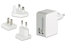 ednet Universal reiselader 2x USB-porter (EU  UK  US)