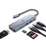 OBERSTER Hub USB C, répartiteur USB C 6 en 1 avec Affichage 4K HDMI, Lecteur de Carte SD/TF, Adaptateur multiport USB C avec MacBook Pro/Air, Chromebook, Thinkpad, Ordinateur Portable et Plus