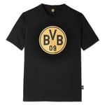 Borussia Dortmund BVB Gold Edition: Exclusive Black T-Shirt with Luxury Gold Logo Size XL - Made in Europe, Black, XL