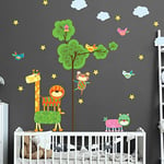 Stickers muraux enfants - Decoration chambre bébé - Sticker mural chambre enfant - Autocollant mural animaux saltimbanques des bois - H60 x L90 cm