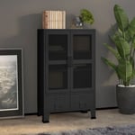 Bonnevie - Armoire de rangement Meuble de Rangement - Style Contemporain industrielle Noir 70x40x115 cm Métal BV299544