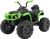 2,4 Ghz Batteri Atv Quad Bike For Kids Black & Green + Fjernkontroll + Eva-Hjul + Mp3-Radio + Gratis Start