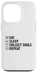 Coque pour iPhone 13 Pro Eat Sleep Collect Souls répète Grim Reaper Halloween