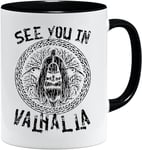 Jungle Mug Tasse viking nordique | Idée cadeau pour les hommes âgés, papa, grand-père, tasse à café, motif viking, tête de mort, chope à bière thors hammer (VIKING001)