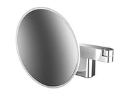 Emco Evo LED Miroir cosmétique et Rasage sur Bras Double Articulation, Miroir cosmétique Rond avec éclairage Mural, Miroir grossissant à intensité Variable (5 Compartiments)