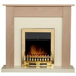 Adam Southwold Fireplace in Oak & Cream with Blenheim Electric Fire in Brass,...