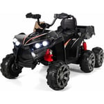 Goplus - Voiture Quad Electrique Enfants 3-8 Ans 12V avec 6 Roues 3-6 km/h, Lumières LED,Musique Charge 30KG,Noir