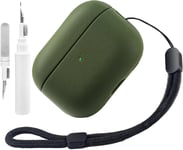 Coque Compatible avec AirPods Pro 2ème génération avec kit de Nettoyage, étui de Protection pour Apple Airpods Pro 2 avec dragonne, étui en Cuir au Toucher pour Airpods Pro 2 (Vert Clair)