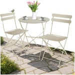 TecTake® Ensemble Table Ronde et Chaises Pliantes Table de Bistrot Bar Salon de Jardin Exterieur 2 Personnes, Structure en Acier lâqué époxy, Mobilier de Jardin Amenagement Balcon Terrasse Jardin