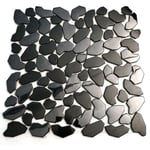 Mosaique en metal noir pour sol de douche ou salle de bains en acier syrus noir