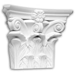 Profhome Decor - Chapiteau de pilastre Profhome 451301 Élément de façade Pilastre Moulure exterieure style corinthien blanc