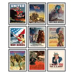 97 Decor Vintage WW2 Poster - Us History Posters for Classroom Decorations, World War 2 Propaganda Pictures, World War II Army Art Prints, WW2 Memorabilia Military Wall Decor for Men (8x10 Unframed)