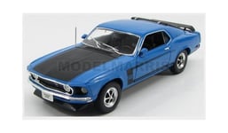 Welly We12516bl Ford Usa - Mustang Boss 302 1969 - Blue Matt Black - 1/18