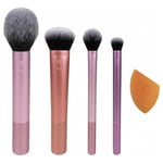 Real Techniques Makeup Brushes Face Brushes Every Day Essentials Brush Set Blush Brush RT 400 + Setting Brush RT 402 + Deluxe Crease Brush RT 300 + Expert Face Brush RT 200 + Miracle Complexion Sponge 1 Stk. (18,80 € / 1 Kpl)