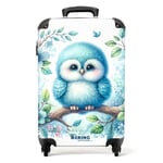 NoBoringSuitcases.com Valise Enfant, Valise Cabine, Valise Enfant Garcon, Bagages Enfant, Valise Enfant Roulette, Valise pour Enfant, Valise Cabine 55x35x25cm (Jeune Hibou - Bleu)