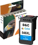 546XL Cartouche d'encre remanufacturée CL-546XL pour Canon Pixma TS3150 MX495 MG2950 iP2850 MG3050 MG3051 MG2450 MG2550 MG2550S MG2555S(1 x Couleur)(Q1354)