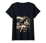 Womens Smooth Operator Pinup Jazz Piano Vibes V-Neck T-Shirt