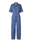 Slfbella 2/4 Marine Blue Denim Jumpsuit Blue Selected Femme