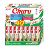 INABA Churu - Friandises pour Chats en Purée aux 4 Saveurs de Fruits de Mer et Thon - Délicieux Snacks pour Félins - Texture Lisse et Onctueuse - Nourriture pour Chats - 40 Tubes x 14g