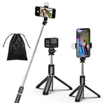 Eono Selfie Stick, 4 in 1 Selfie Stick Tripod with Light, Extendable and Portable Stable Tripod Stand with Detachable Wireless Remote Compatible with iPhone/GoPro/Camera/Smartphones