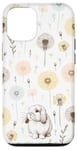 Coque pour iPhone 12/12 Pro Crayon de couleur mignon Holland Lop Lapin Pissenlit Art Floral