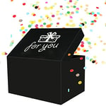 OFFCUP Explosion Confettis Boîte Cadeau, Carte d'anniversaire Happy Birthday Explosive avec Confettis pop-up, Cadeau d'anniversaire Créatif DIY 18.5 x 14 x 11 cm- Noir for you