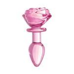 Glass Small Anal Plug - Pink Rose