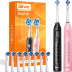 Rotating  Electric  Toothbrush  2  Packs  for  Adults  and  Kids ,  8  Brush  He