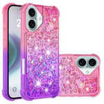 IMEIKONST Coque Compatible avec iPhone 16 Plus Étui, Sables Mouvants Liquides Brillants Très Mince Transparente Silicone Antichoc TPU Bumper Housse pour iPhone 16 Plus. Pink Purple YB