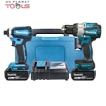 Makita DLX2507TJ 18V Combi & Impact Driver Twin Pack + 2 x 5Ah Batteries Charger