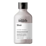 L'Oréal Professionnel, Shampoing Violet Déjaunissant & Raviveur d'Éclat, Cheveux Blancs ou Gris, Elimine les Reflets Jaunes et Cuivrés, Apporte Douceur & Brillance, Silver, Serie Expert, 300ml