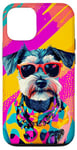 Coque pour iPhone 12/12 Pro Figurine schnauzer miniature tendance et colorée Pop Art