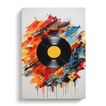 Vinyl Record Hard Edge Painting Art Canvas Print for Living Room Bedroom Home Office Décor, Wall Art Picture Ready to Hang, 30x20 Inch (76x50 cm)