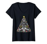 Womens Car Mechanic tools Christmas tree Gifts Garage Men Kids V-Neck T-Shirt