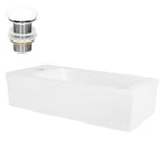 Lavabo en céramique blanc 510 x 250 mm avec bonde de vidage sans trop-plein