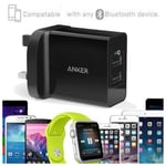 2-port Usb Wall Fast Charger Poweriq Iphone Samsung Ipad Tablet Lg Anker24w