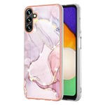 IMEIKONST Coque Compatible avec Samsung Galaxy A14 5G Étui, Imprimé Brillants Motif de Marbre Très Mince Souple Silicone Airbag Antichoc TPU Bumper Housse pour Samsung A14 5G. Or Rose YBM1