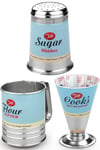Originals 1960's Cooks Measure, Flour Sifter & Sugar Shaker Set