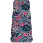 Tapis de Yoga Antiderapant - Paisley Indian Bleu Foncé Rose - Tapis De Sol Gym Epais et Transportable avec Sangle Yoga Mat pour Sport Maison,Fitness,Gymnastique et Musculation Maison - Matériau TPE