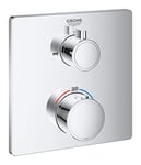 GROHE Grohtherm Thermostatic Bath Mixer Trim Set to Control Shower and Bath Filling Functions, Concealed Installation, Chrome, 24080000