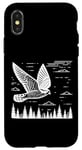 Coque pour iPhone X/XS Line Art Oiseau et ornithologue Common Nighthawk